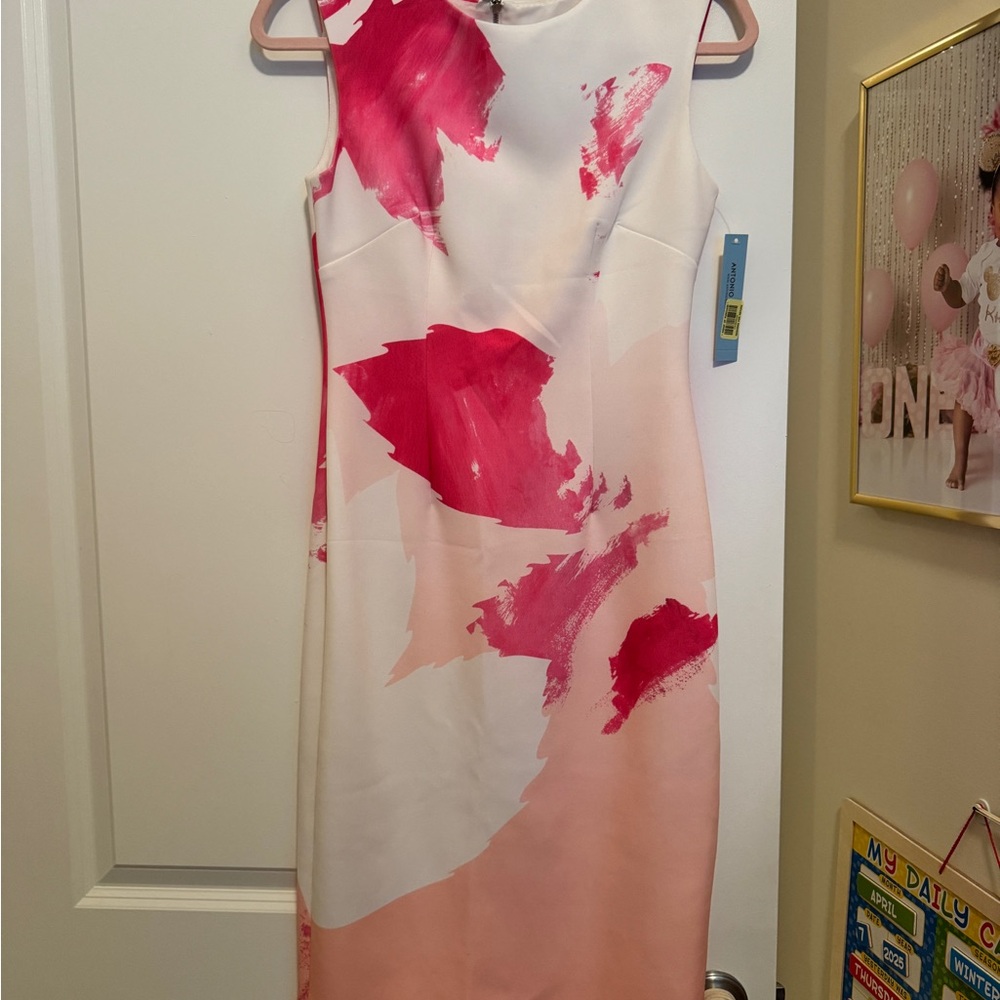 Elegant Pink and White Women's Dress